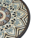 Ceramic Tile And Iron Patio Side Table With Shelf