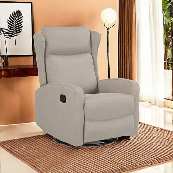 Rocking Swivel Recliner Chair For Living Room, 360 Degree Swivel, Adjustable Modern Reclining Chair, Classic And Traditional Recliner Sofa With Lumbar Support - Ligth Gray