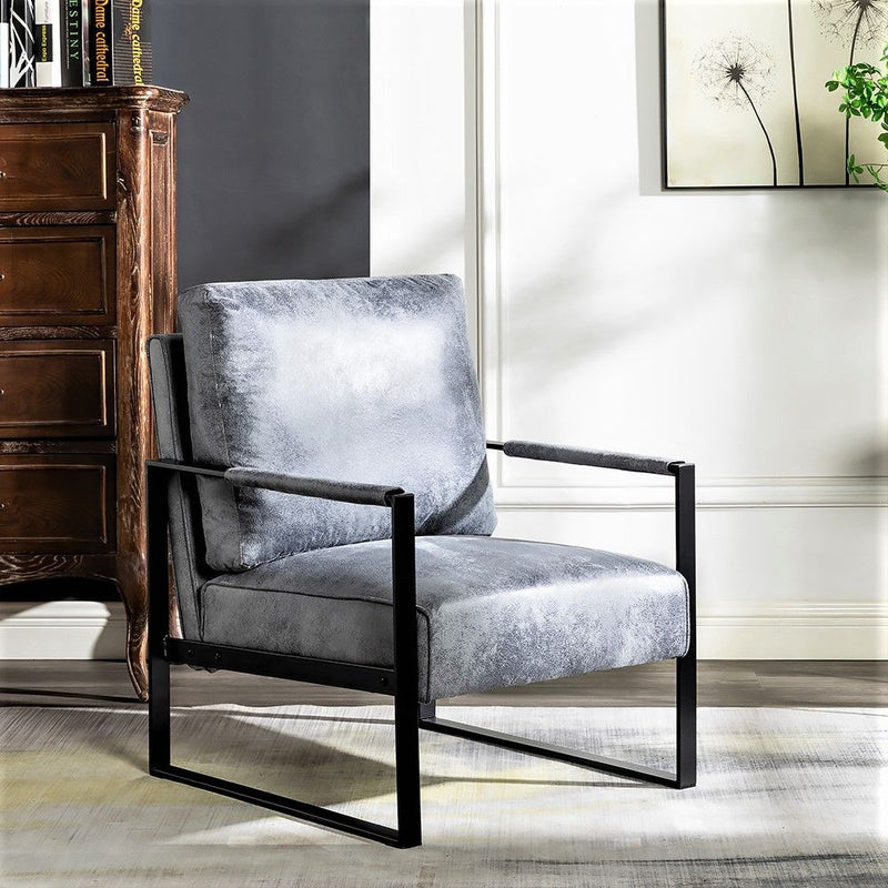 Direct - Classic Mid Century Modern Accent Chair With Durable Square Frame - Gray