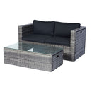 6 Piece Patio Wicker Sectional Set Patio Backyard Conversation Set Space Saving - Gray / Black