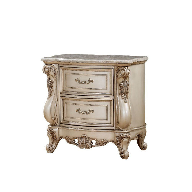 Gorsedd - Nightstand - Marble & Antique White