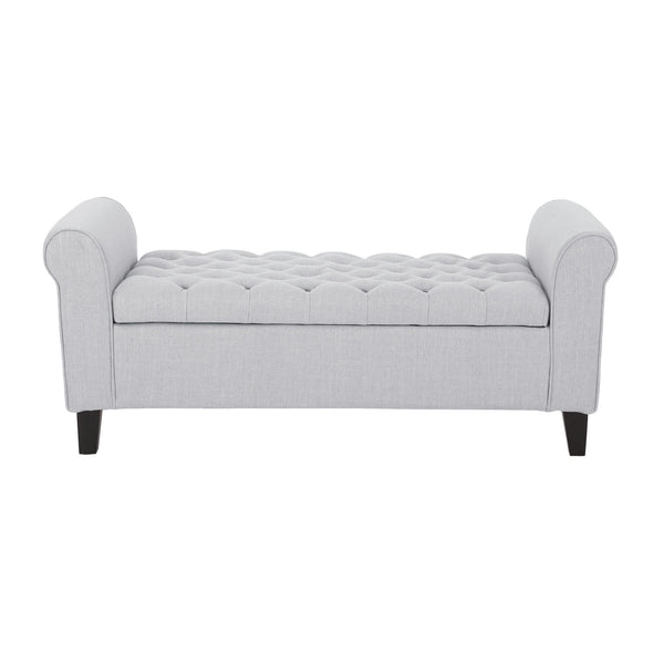 Hayes - Contemporary Armed Storage Bench With Button Tufting And Rolled Arms