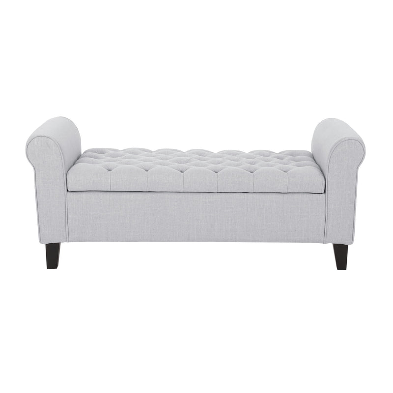Hayes - Contemporary Armed Storage Bench With Button Tufting And Rolled Arms