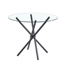 Modern Circular Transparent Tempered Glass Round Table With Metal Legs 36.6" Diameter - Silver / Transparent