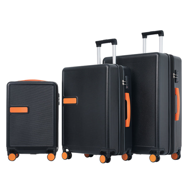 Contrast Color 3 Piece Luggage Set Hardside Spinner Suitcase With Tsa Lock 20" 24' 28" Available