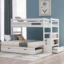 Twin over Twin/King (Irregular King Size) Bunk Bed with Twin Size Trundle, Extendable Bunk Bed   (White)(OLD SKU :LP000032AAK)