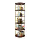 5 Tier 360 Rotating Bookshelf, Display Round Floor Standing Swivel Bookcase For Bedroom - Golden