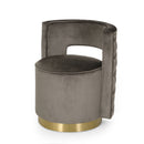 Modern Glam Swivel Arm Chair With Velvet Upholstery And Copper Base - Gray