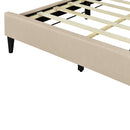 Full size Upholstered Platform Bed with Storage Headboard, Sensor Light and a set of Sockets and USB Ports, Linen Fabric, Beige