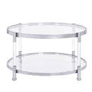 Contemporary Acrylic, Coffee Table, Round Tempered Glass Coffee Table - Chrome / Silver