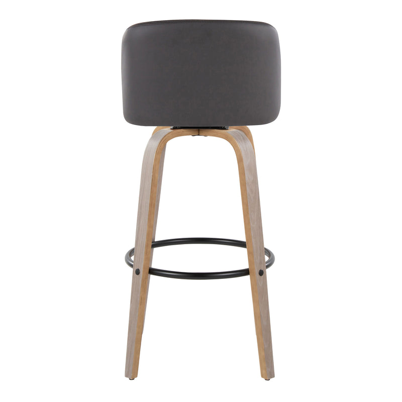 Toriano - Mid-Century Modern Fixed Height BarStool With Round Footrest (Set of 2)