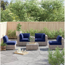 Wicker Seating Group Set With Table And Cushions