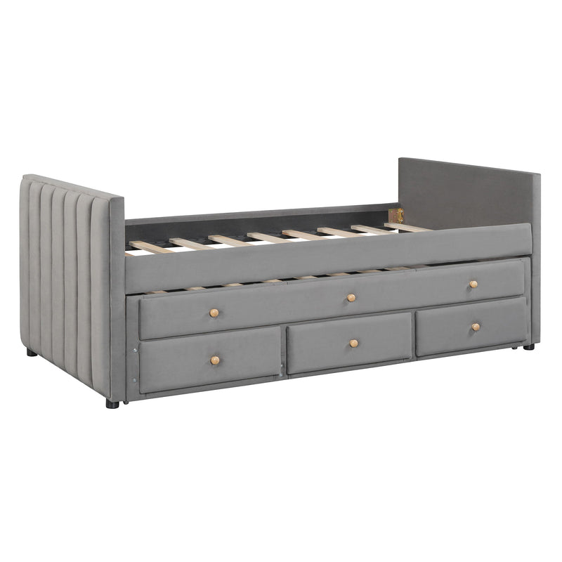 Upholstered Daybed With Trundle And Drawers