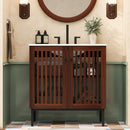 30" Vintage Bathroom Vanity With Ceramic Sink, Modern Bathroom Vanity Cabinet With 2 Soft Close Doors, Equpiied With 4 Sturdy Iron Legs - Antique Dark Brown