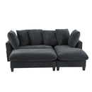Upholstered L Shaped Sectional Sofa With Storage, Movable Ottoman, And 6 Throw Pillows