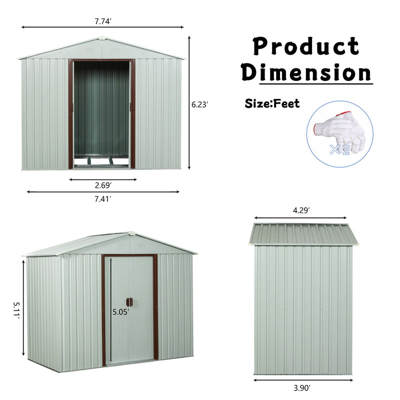 Outdoor Metal Storage Shed Yx48 - White