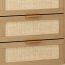 Modern Rattan Dresser With 6 Drawers For Bedroom And Living Room - Oak