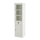 Retro Style 75'' Tall Display Shelf With Cabinet For Hallways Living Room Kitchen - White