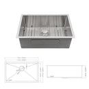 Modern Undermount Stainless Steel Kitchen Sink 16 Gauge, Deep Single Bowl