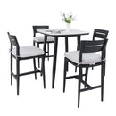 Modern Outdoor Patio Bar Set, Rounded Square Table & Bar Chairs, Non Rust Frame, Tapered Legs, Sunbrella Cushion