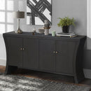 Refined Industrial 4 Door Credenza With Arc Legs & Bronze Clasps