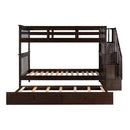 Stairway Twin-Over-Twin Bunk Bed with Twin size Trundle for Bedroom, Dorm, Adults, Espresso( old sku: LP000209AAP )