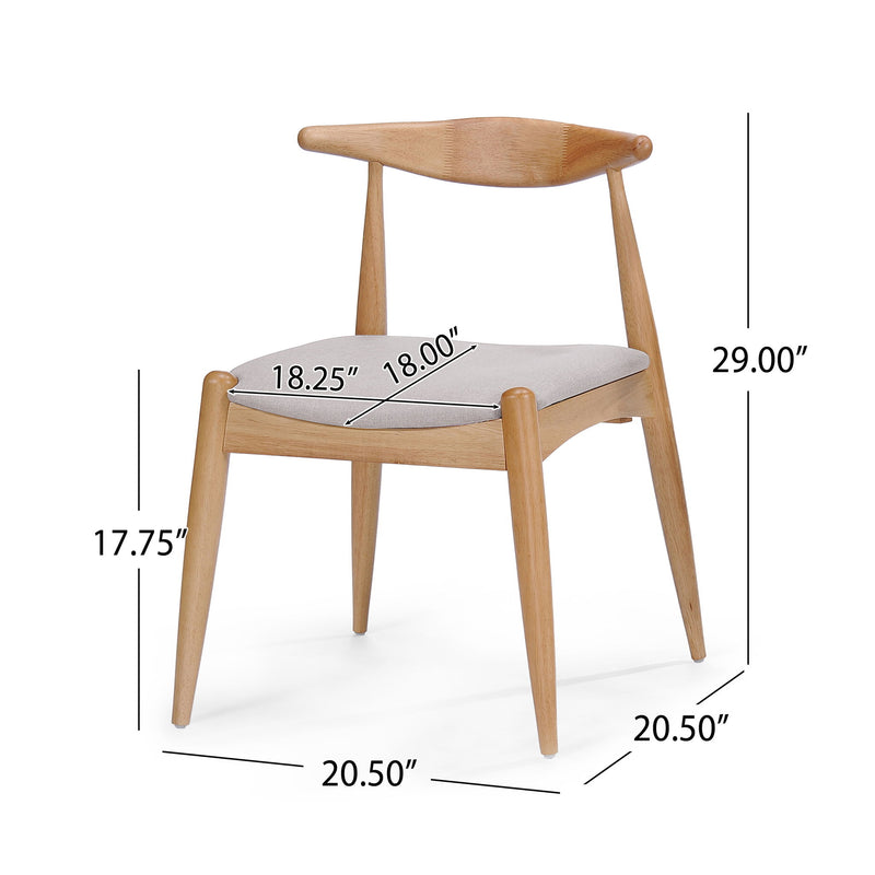 5 Piece Dining Set, Table And 4 Upholstered Chairs - Beige / White / Oak