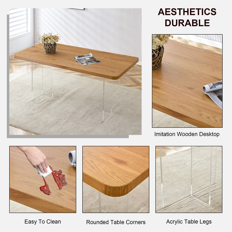 Modern Minimalist Wooden Table With Acrylic Legs