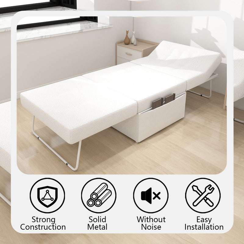 Modern Convertible Sofa Bed 4 In 1 Folding Ottoman Sleeper With Adjustable Backrest