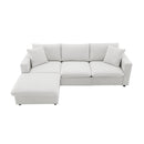 Modern Sectional Sofa With Throw Pillows, Cloud L Shaped Couch Set With Wide 4 Seat Comfy Couch Set With Movable Ottoman