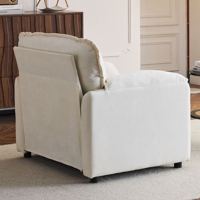 Oversized Reading Armchair With Thick Cushions, High Back Support