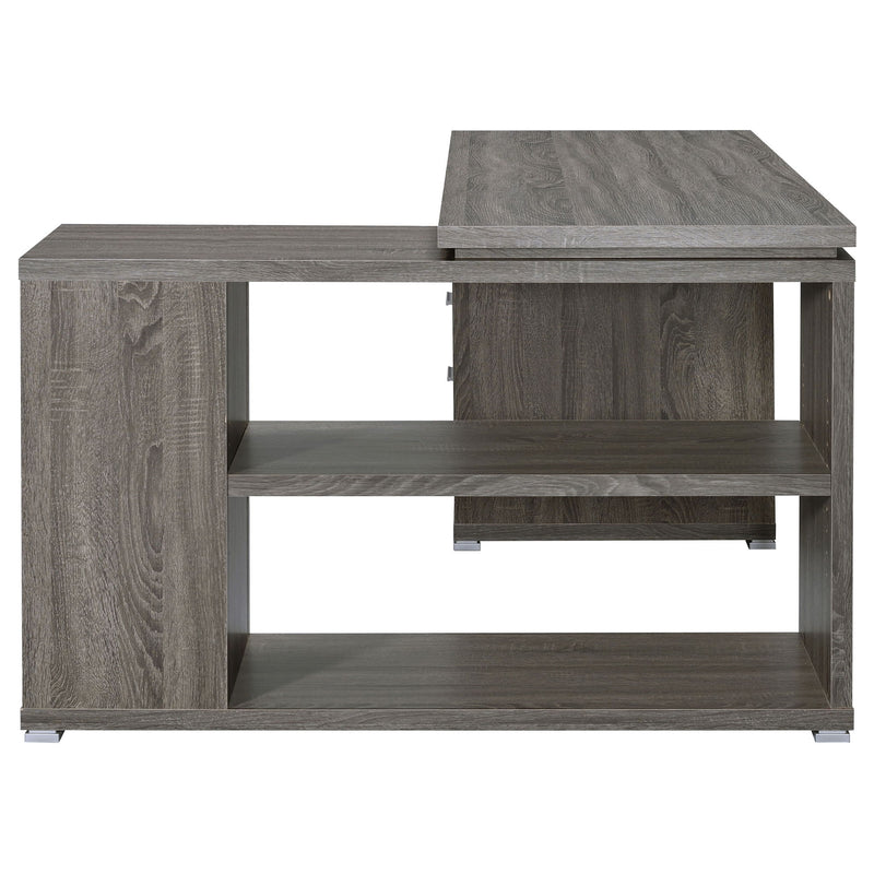 Transitional L Shape Computer Desk With Multiple Storage And Built In File Cabinet