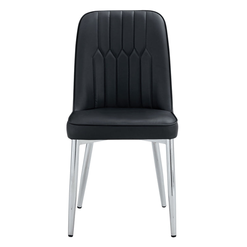 Modern Dining Chairs (Set of 4) With Backrest And Silver Metal Legs For Home And Office - Black