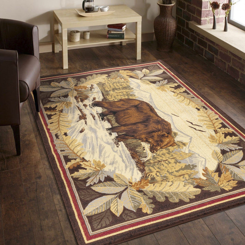 Nature's Nest - 5'3" X 7'3" Lodge Area Rug - Multi / Brown