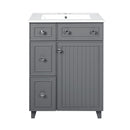 Transitional Style Bathroom Vanity Cabinet With Ceramic Sink