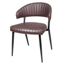 Modern Curved Back Upholstered Dining Chair Set With Metal Legs (Set of 2) - Brown / Black