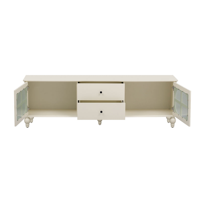 Modern TV Stand For TVs Up To 75" With Fluted Glass Doors