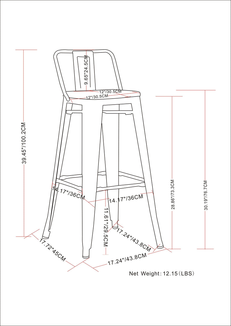 Rayne - Curved Back Metal Stool (Set of 2)