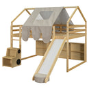 Loft Bed With House Shaped Frame And Tent