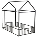 Metal Bed House Bed Frame With Fence
