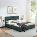 Modern Cushioned Bed Frame With Headboard And Drawers