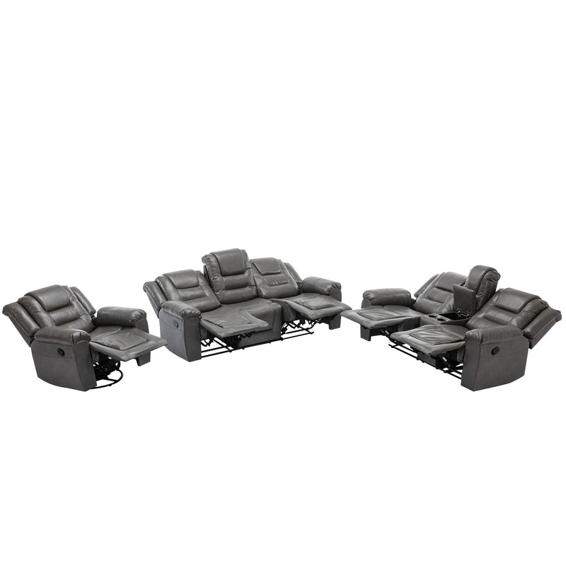 Home Theater Recliner Set Manual Recliner Chair With Wide Armrest, Two Built-In Cup Holders For Living Room