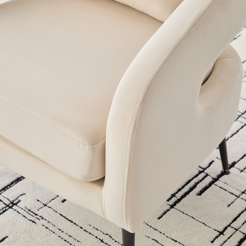 Open Back Accent Chair, Round Armchair For Living Room, Bedroom - Beige