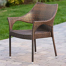 Rattan Dining Chair With Wicker Stacking - Brown