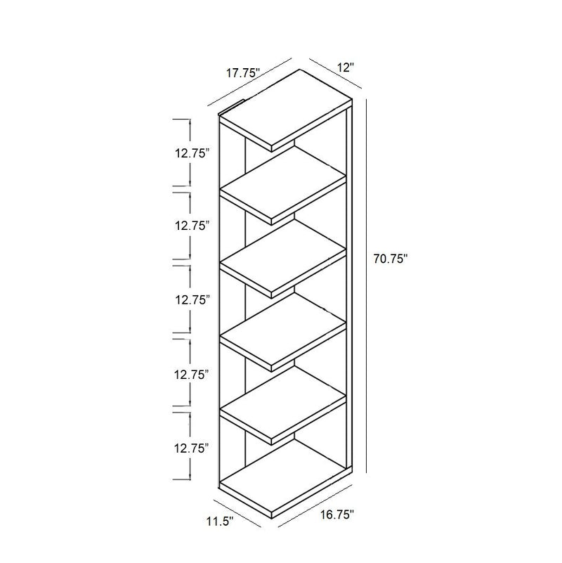 Book Stand, Home Display Bookcase With 5 Tier Shelves