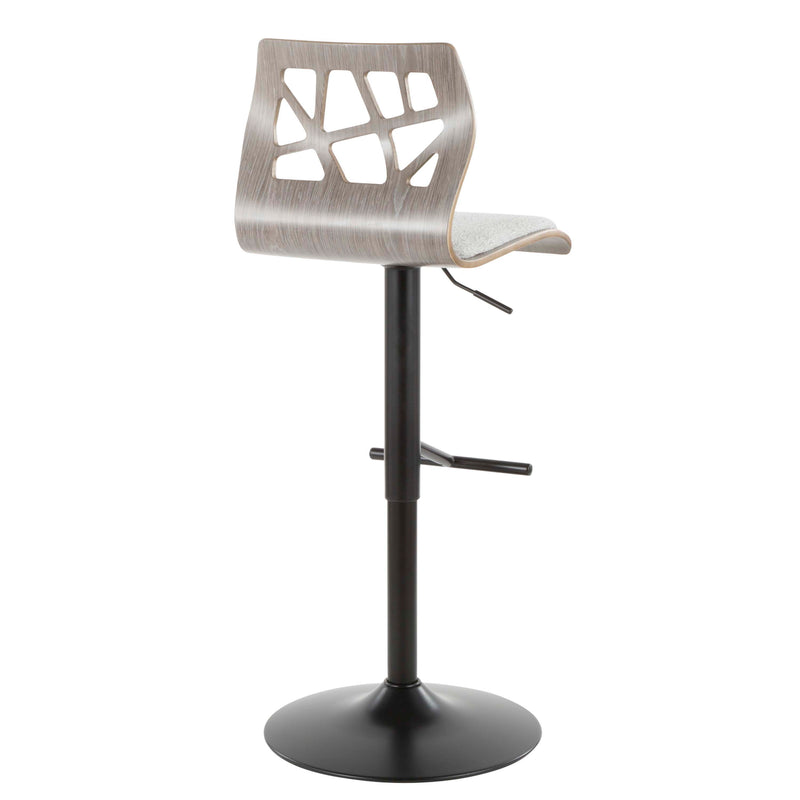 Folia - Mid-Century Modern Adjustable Barstool With Swivel (Set of 2) - Black / Light Gray