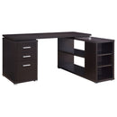 Transitional L Shape Computer Desk With Multiple Storage And Built In File Cabinet