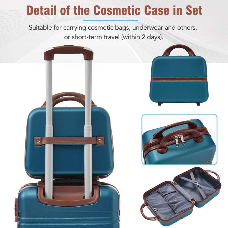 Hardshell Luggage Sets 3 Pieces 20" / 24" Luggages And Cosmetic Case Spinner Suitcase With Tsa Lock Lightweight