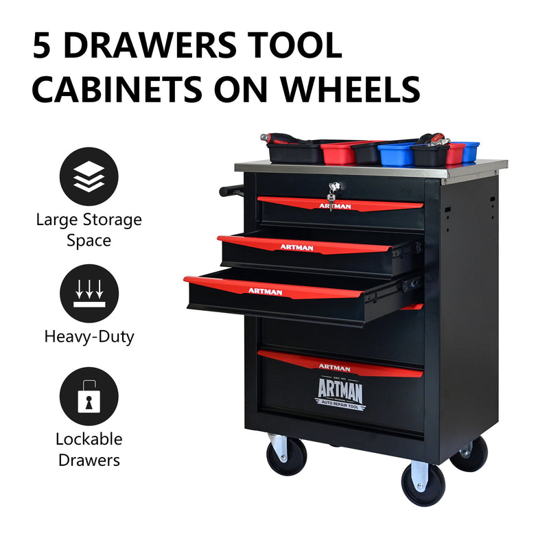 Drawer Multifunctional Tool Cart With Wheels For Garage