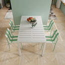 4 Piece Set Of Modern Color Block Designed Single Chairs With Long Table